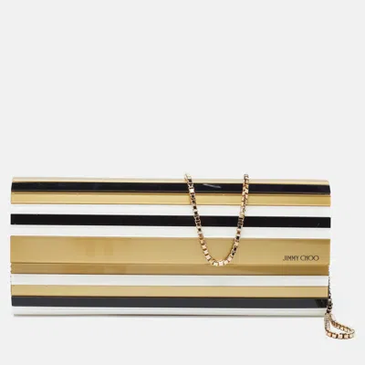 Jimmy Choo Tri Color Acrylic And Leather Sweetie Chain Clutch In Metallic