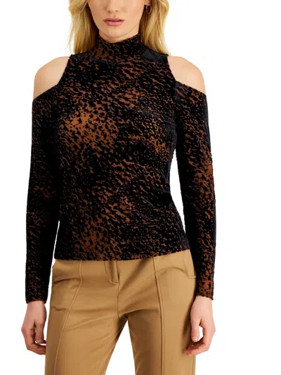 Donna Karan Womens Animal Print Pullover Top In Brown