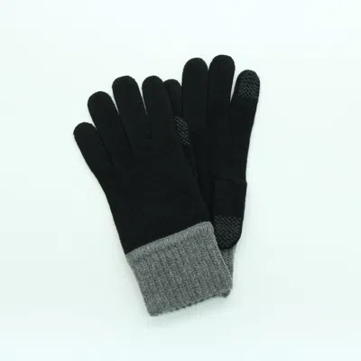 Portolano Cashmere Tech Gloves Color Block In Black