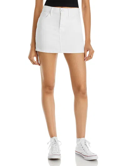 Mother Womens Mini Solid Denim Skirt In White
