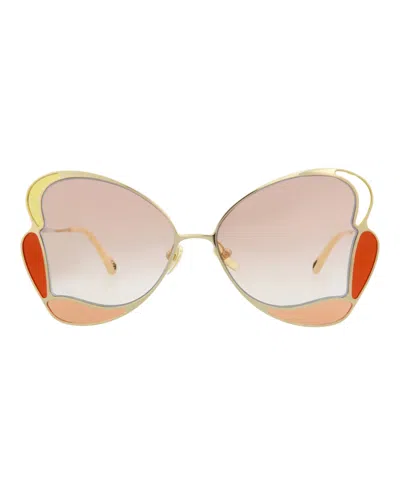 Chloé Chloe Cat Eye-frame Metal Sunglasses In Gold