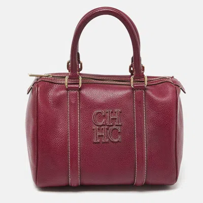 Ch Carolina Herrera Leather Andy Boston Bag In Purple