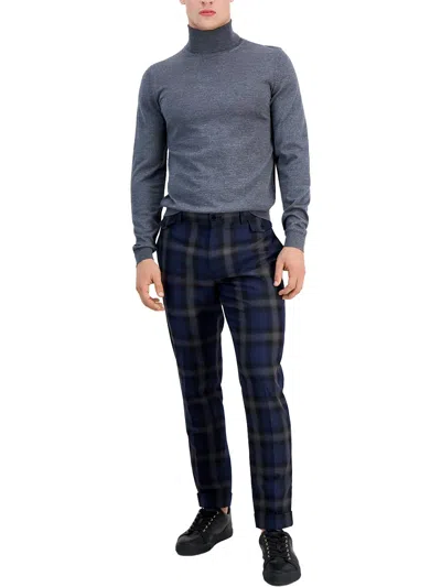 Inc Mens Plaid Polyester Dress Pants In Blue