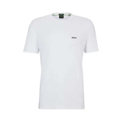 Hugo Boss Stretch-cotton Regular-fit T-shirt With Contrast Logo In White