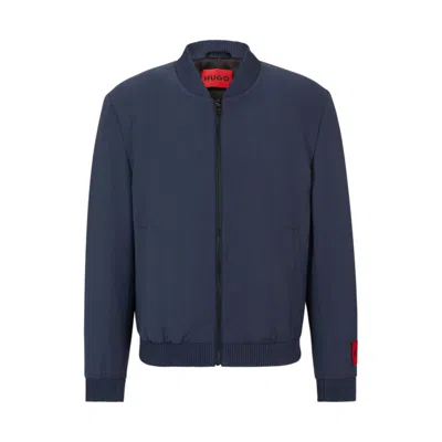 Hugo Slim-fit Jacket In Mohair-look Material In Blue