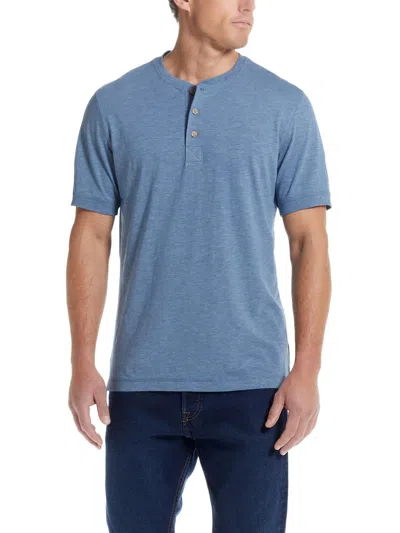 Weatherproof Vintage Mens Slub Cotton Henley Shirt In Blue