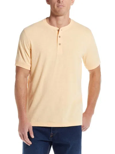 Weatherproof Vintage Mens Slub Cotton Henley Shirt In Yellow