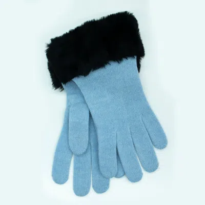Portolano Gloves With Fur Cuff In Blue