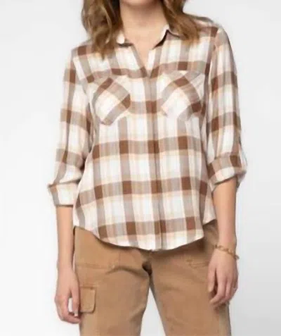 Velvet Heart Riley Button-up Shirt In Brown In Beige