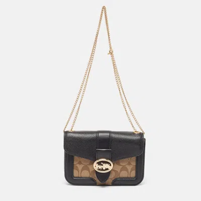 Coach Signature Coated Canvas And Leather Georgie Crossbody Bag In Black