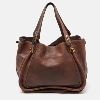 Chloé Leather Large Paraty Satchel In Brown