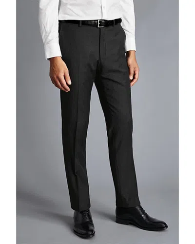 Charles Tyrwhitt Slim Fit Twill Business Wool Suit Trouser In Black
