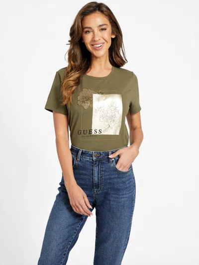 Guess Factory Flora Graphic Tee In Green