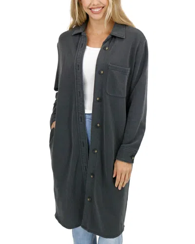 Grace & Lace Fleetwood Terry Duster Jacket In Washed Dark Grey