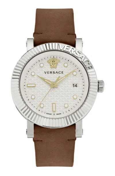 Versace Men's V-classic 42mm Quartz Watch In White