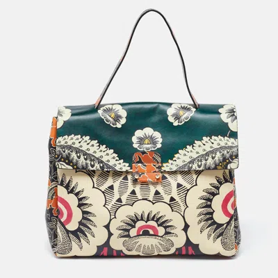 Valentino Garavani Valenitino Color Floral Print Leather Mime Top Handle Bag In Multi