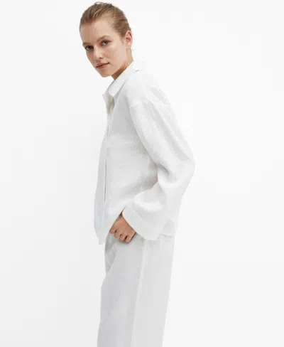 Mango Linen Pajama Shirt White