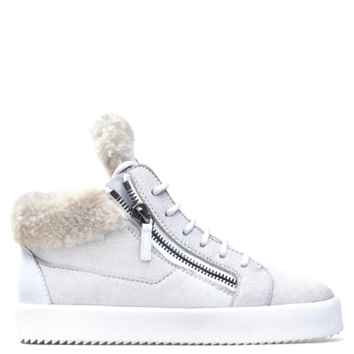 Giuseppe Zanotti - White Ram Skin Mid-top Trainer Kriss In Grey