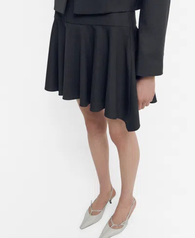 Mango Wool Mini-skirt With Asymmetrical Hem Grey