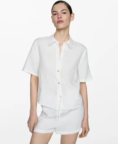 Mango Chemise Pyjama Lin In White