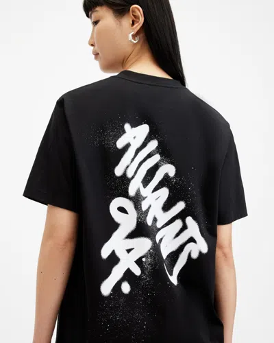 Allsaints Spray Boyfriend Printed T-shirt In Black