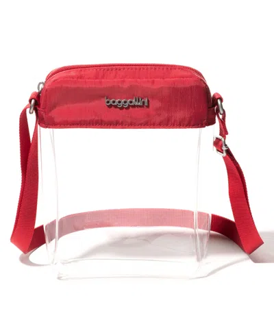 Baggallini Women's Clear Stadium Crossbody Bag In Red