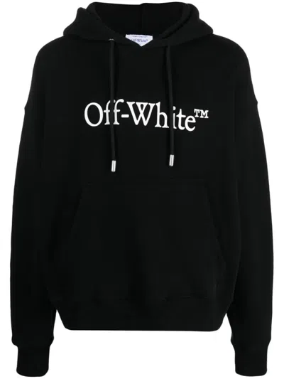 Off-white Logo-print Organic Cotton Hoodie In Black