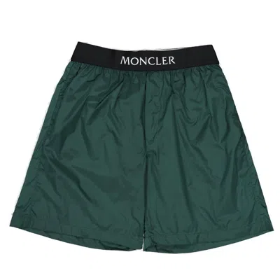Moncler Logo Waistband Swim Shorts In Green