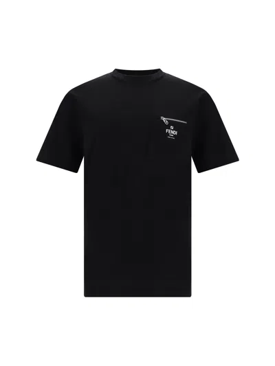 Fendi Logo-print Cotton T-shirt In Black