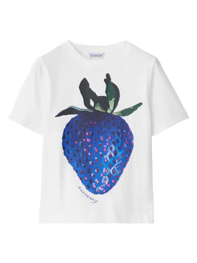 Burberry T-shirt In Cotone Con Fragola In White