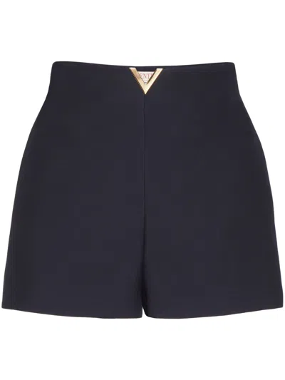 Valentino Crepe Couture Tailored Shorts In Blue