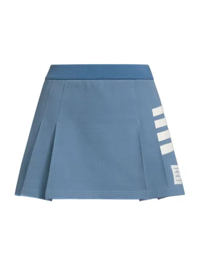 Thom Browne Women's Cotton Pleated Miniskirt In Blue