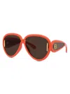 Loewe Men's  X Paula's Ibiza 65mm Wave Mask Pilot Sunglasses In Orange Dark Grey