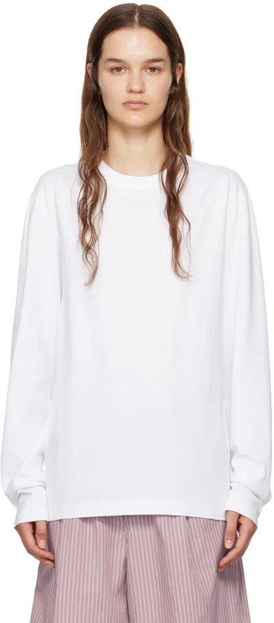 Tekla White Sleeping Long Sleeve T-shirt