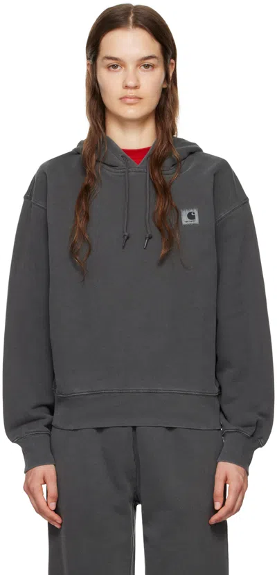 Carhartt Gray Nelson Hoodie In Charcoal