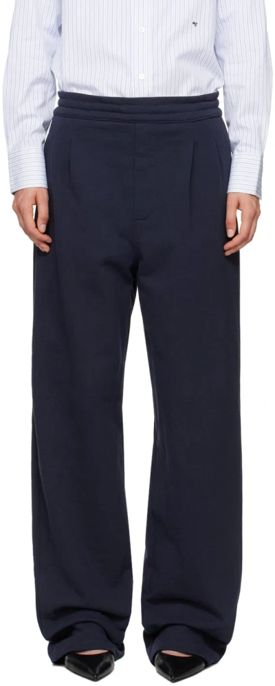 Carter Young Ssense Exclusive Navy Pleated Sweatpants