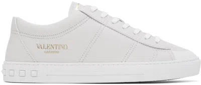 Valentino Garavani Leather Cityplanet Sneakers In White