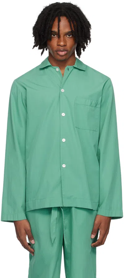 Tekla Green Long Sleeve Pyjama Shirt In Vintage Green