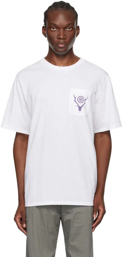 South2 West8 White Circle Horn T-shirt In A-white