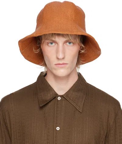 Séfr Orange Mumrik Hat In Coated Straw