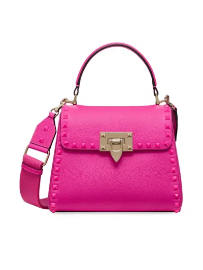 Valentino Garavani Women's Rockstud Small Handbag In Grainy Calfskin In Pink Pp