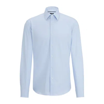 Hugo Boss Regular-fit Shirt In Structured Performance-stretch Fabric In Light Blue