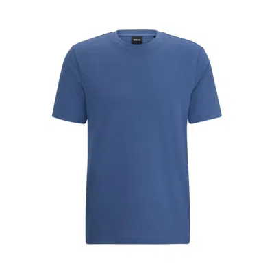 Hugo Boss Cotton-blend T-shirt With Bubble-jacquard Structure In Light Blue