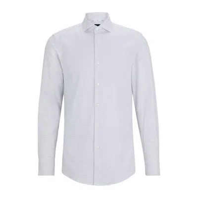 Hugo Boss Slim-fit Shirt In Printed Oxford Stretch Cotton In White