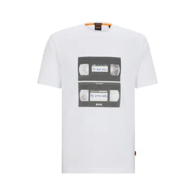 Hugo Boss Cotton-jersey T-shirt With Music-inspired Print In White