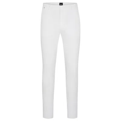 Hugo Boss Slim-fit Trousers In A Cotton Blend With Stretch In White