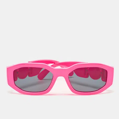 Pre-owned Versace Pink/black Biggie Rectangle Sunglasses