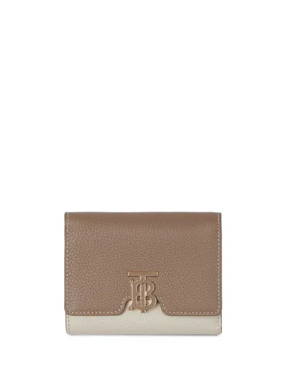 Burberry Tb Trifold Leather Wallet In Camel/abeige/ Warmtan