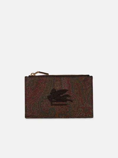Etro Large 'arnica' Brown Leather Card Holder