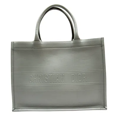 Dior Book Tote Grey Leather Tote Bag ()